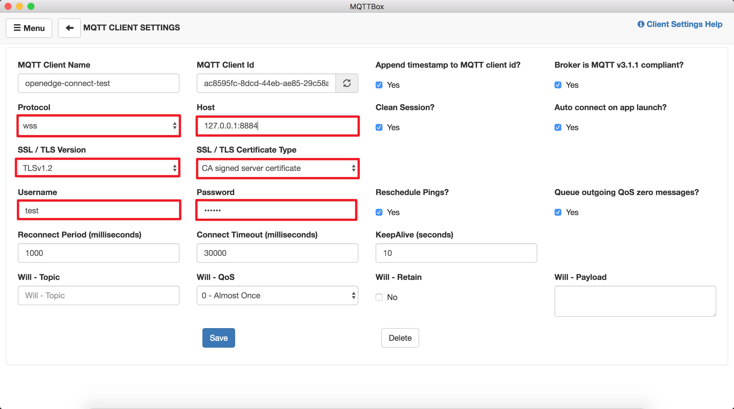 WSS（Websocket + SSL）连接测试配置