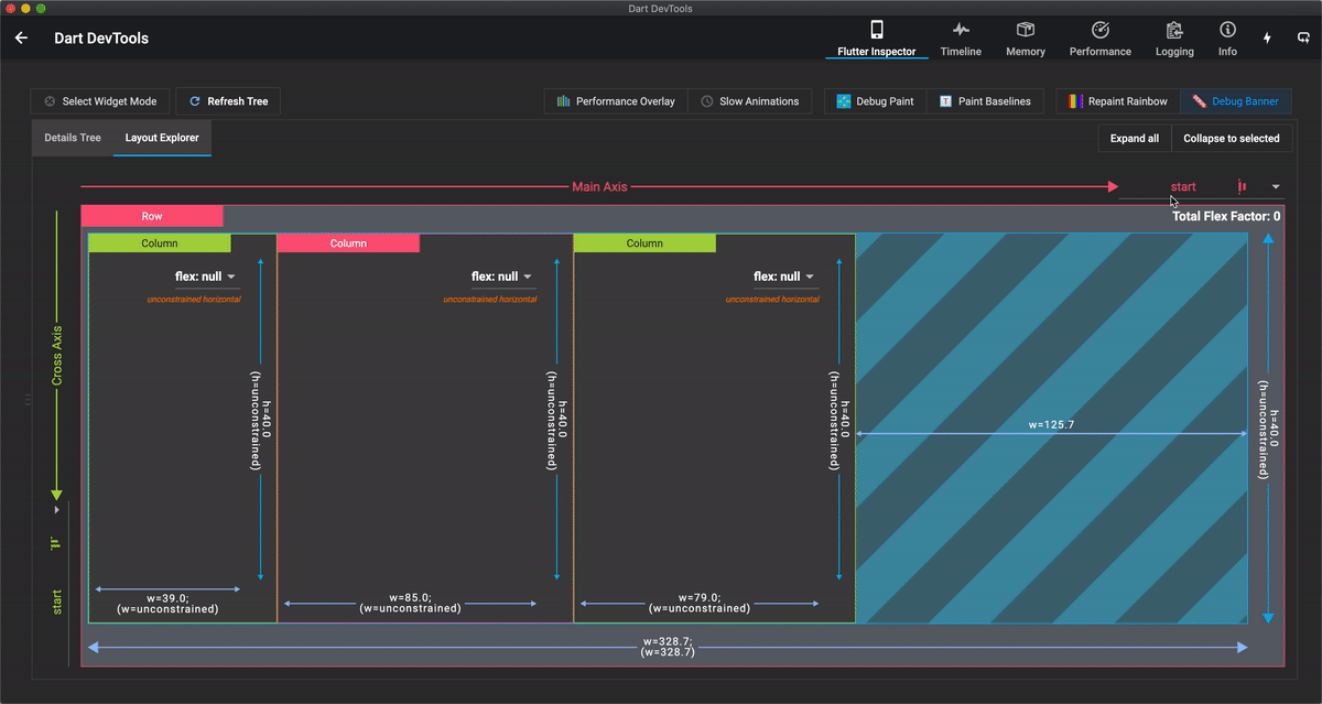 The Layout Explorer changing main axis alignment
