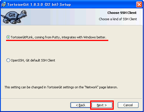 选择TortoisePLink，然后点击Next