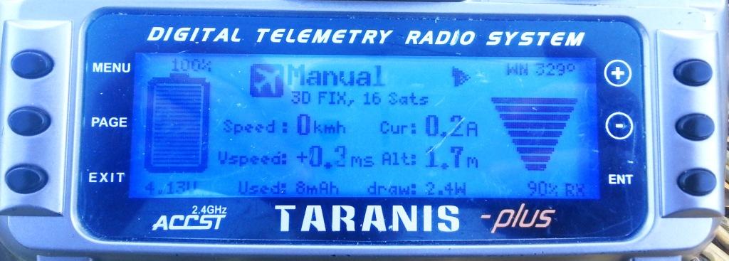 Taranis 遥控器上的遥测回传界面
